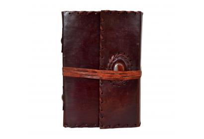 Handmade Cotton Paper Leather Journal Single Stone Leather Note Book Blank Journal